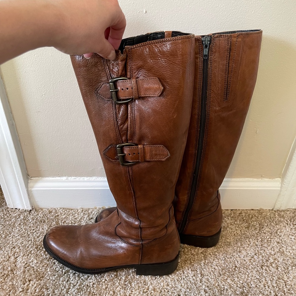 Clarks Cognac Leather Knee High Boots Size 8.5